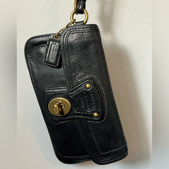 Coach Handbags - Coach Gigi 65th Ann. Black Leather Turn Lock Wristlet - Coin Wallet Clutch Pouch